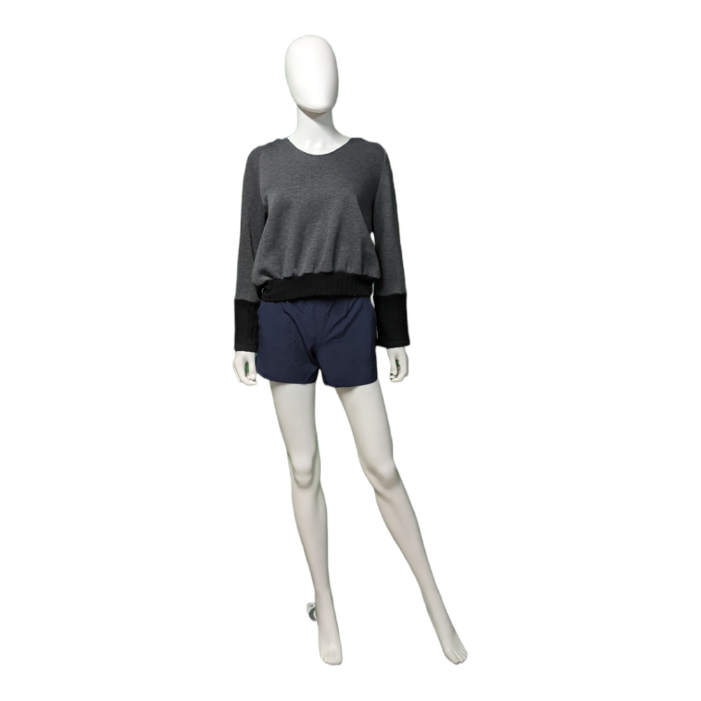Treasure & Bond Long Sleeve Hooded Sweater Grey Dark Charcoal Heather XS